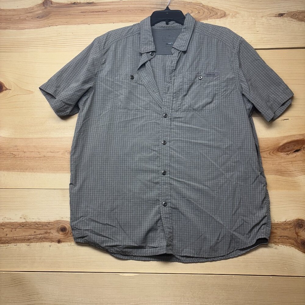 Merrell Shirt Mens Large Gray Vented Nylon Button Up Short Sleeve‎